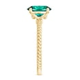 thumbnail image 3 of Lab Grown Emerald Solitaire Ring with Diamond for Women - 3 Carat - AAAA Grade, 14K Yellow Gold, US 7.00, 3 of 8