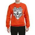 thumbnail image 2 of Drawn Tribal Wolf Animal Lover Unisex Crewneck Graphic Sweatshirt, Orange, Small, 2 of 3
