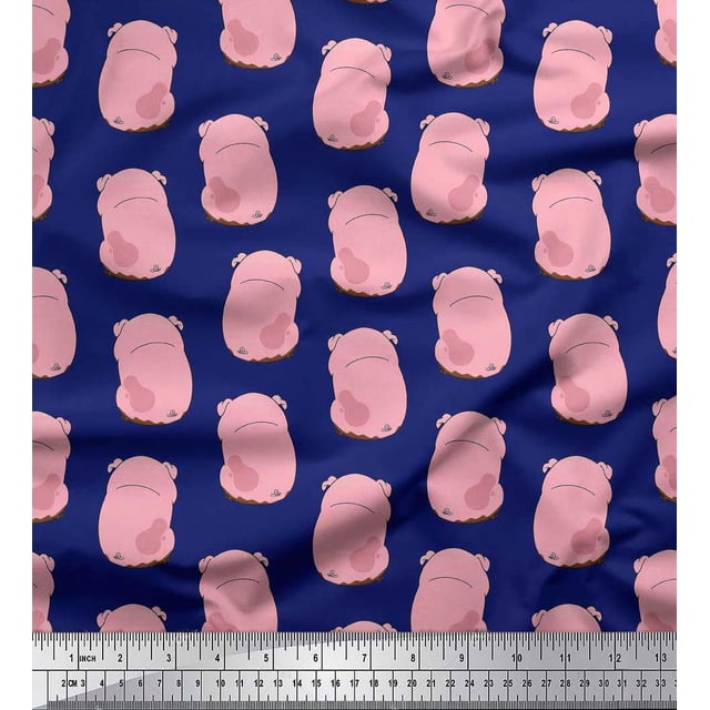 Soimoi Rayon Fabric Pig Animal Print Fabric by The Yard 56 Inch Wide