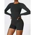 thumbnail image 5 of KelaJuan Women’s Two Piece Yoga Outfits Long Sleeve Crew Neck Tops and Shorts Set Active Wear, 5 of 6