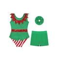 thumbnail image 4 of TTAO Christmas Gymnastics Leotards for Girls Dance Ballet Outfits Tumbling Biketard with Shorts and Hairband Set Green 8, 4 of 5