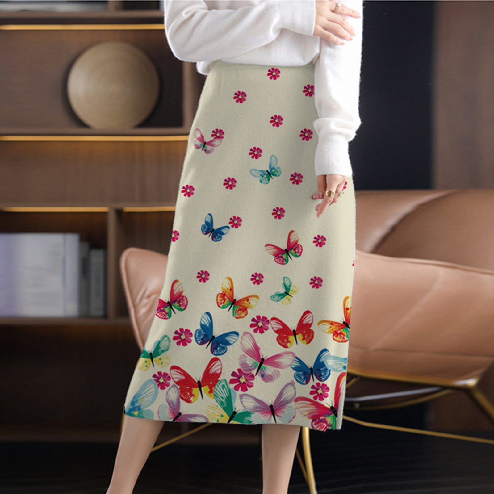 Aayomet Sparkly Skirt Women Boho Floral Print Long Skirts Dress Chic
