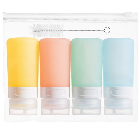 Mrsdry Small Condiment Squeeze Bottles, 2-oz Leakproof Silicone Salad Dressing Container to Go, Sauces Bottle for Bento Lunch Box, 4-pack, Candies