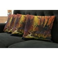 thumbnail image 2 of Ambesonne Scenery Throw Pillow Cover 4 Pack, Imaginary Forest View, 20", Orange Brown, 2 of 6