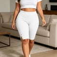 thumbnail image 6 of JIA JIA SHUANG Athletic Shorts for Women Plus Size Yoga Shorts Stretchy High Waisted Summer Workout Shorts for Running Open Bottoms Shorts with Buttons XL-5XL, 6 of 7