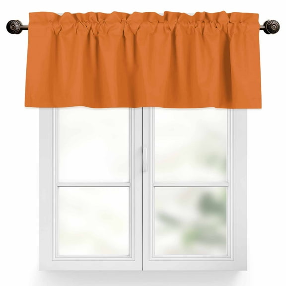Orange Valances for Windows, 54 x 18in, Solid Color Rod Pocket Kitchen Valance Curtain Light Filtering Window Treatments for Living Room Bedroom, 1 Panel