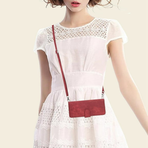 Samsung Galaxy Z Fold 5 7.6" 2023 Case, PU Leather Flip Fold Wallet Cover, Detachable Wrist Strap, Card Slots Cash Pocket, Shockproof Full Protective Shell, Red