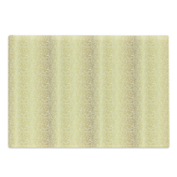 Oriental Cutting Board, Bloomed Roses and Peonies with Leaves Petal Marked Ornamental Design, Decorative Tempered Glass Cutting and Serving Board, Large Size, Pale Coffee and White, by Ambesonne