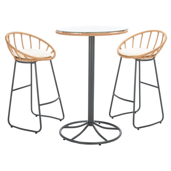 Safavieh Lersa Outdoor Patio 3 Pc Bistro Set - Natural/Beige