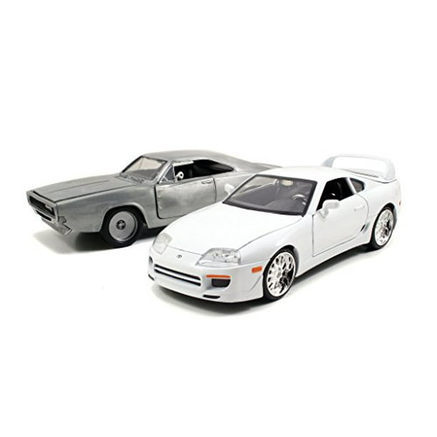 Dom S Dodge Charger R T Bare Metal Brian S Toyota Supra White Fast Furious 7 2 Cars Set 1 24 By Jada 97444 Walmart Com Walmart Com