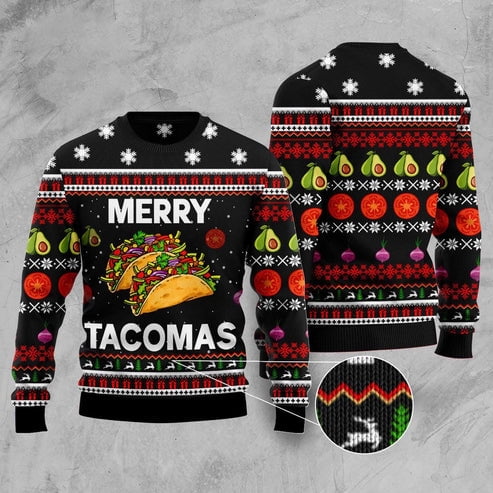 Merry Tacomas 3D Christmas Sweater, Funny Xmas Sweater, Sweater Xmas