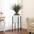 thumbnail image 2 of Luxen Home WHPL1363 12.2 in. Cube Design Round MgO Planter with Metal Stand, White, 2 of 6