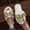 Green, variant on JUSLIO Slippers for Women, Indoor House Slippers Open Toe Slides Slip On Fuzzy Plush Flat Sole Non Slip Slippers Army Green
