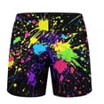 thumbnail image 4 of XIAONU Paint Splash Print Shorts for Men Elastic Waist Side Pockets Swim Shorts, 4 of 5