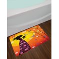 thumbnail image 2 of Teen Girls Bath Mat, Flowers Butterflies and Silhouette of Girl in Floral Dress Bouquet Fantasy Art, Non-Slip Plush Mat Bathroom Kitchen Laundry Room Decor, 29.5 X 17.5 Inches, Orange Black, Ambesonne, 2 of 2