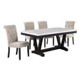 thumbnail image 1 of Weathered Gray Wood 5pc Dining Set with Beige Chairs, 1 of 4