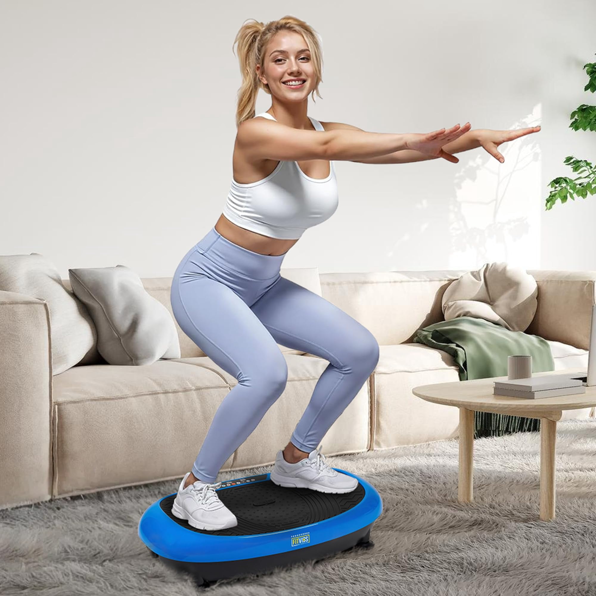 Signature Fitness Vibration Plate Exercise Machine, 500lbs Capacity with Resistance Loops and Resistance Band