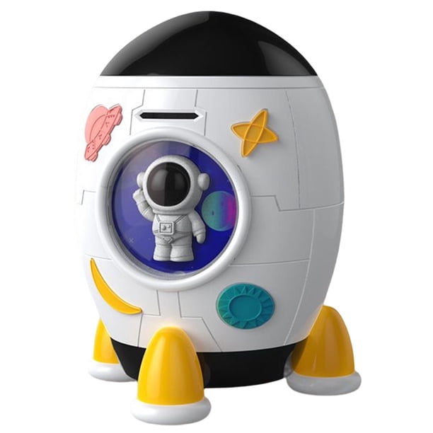 Rocket Piggy para niñas, , cajeros automáticos, de monedas de dinero electrónico con protección de contraseña, huella caja carga negra Sunnimix alcancía juguetes