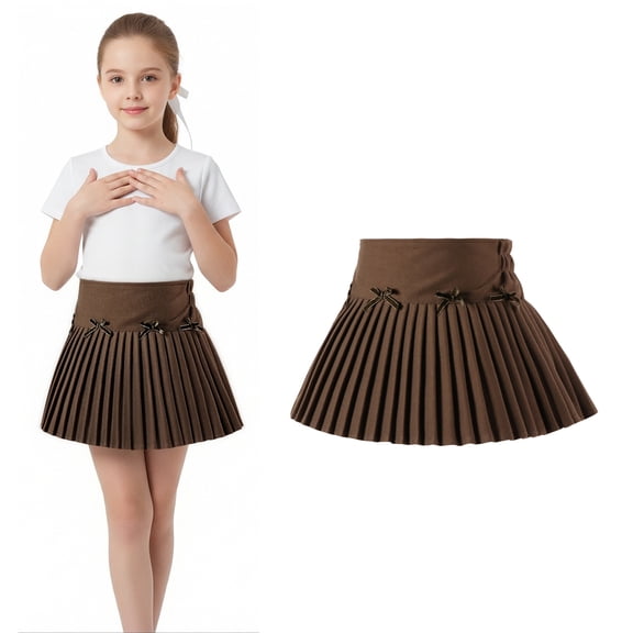 Girls Uniform Skirts Adjustable Waist Pleated Scooter Skirt with Shorts Back To School Clothes for Kids Girls Uniform Skort 3-4 Years