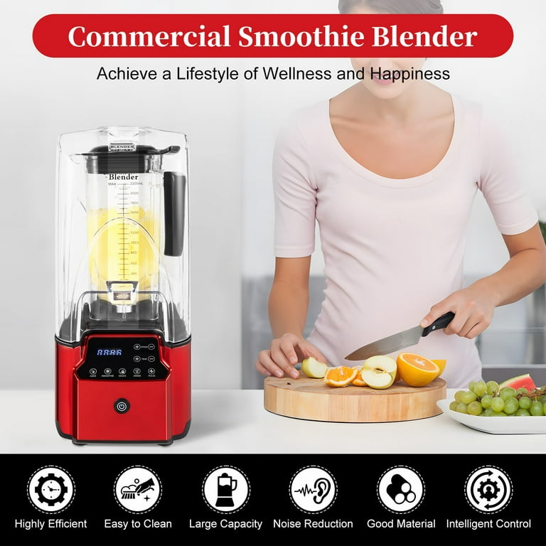 Loyalheartdy 2.2L Commercial Fruit Juicer Smoothie Mixer Smart Milkshakes  Maker Countertop Soundproof Blender Quiet Ice Crusher 2200W