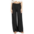 thumbnail image 5 of XFLWAM Linen Pants for Women Wide Leg Beach Summer Pants High Waisted Boho Baggy Flowy Palazzo Trousers with Pockets Black S, 5 of 6