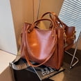 thumbnail image 3 of Bolso de mano de cuero para mujer, Cartera de hombro de gran capacidad, Simple, a la moda, 2023, 3 of 5
