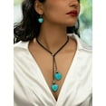 thumbnail image 2 of EOEMY Vintage Bohemian Style Long Heart & Turquoise Design Necklace And Earring Set-Default, 2 of 9