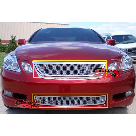APS Compatible with Lexus GS 300 2006 & 07 350 450H & 05-07 430 Stainless Steel Chrome Mesh Grille Insert Combo T77867T