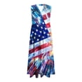 thumbnail image 7 of Tnhcen Women's Casual 4th of July Dress V - neck Sleeveless Sunflower Print Maxi Dress Plus Size S - 2XL Stretchy Summer Party Casual Dress, 7 of 7