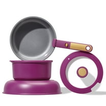 Carote Nonstick Detachable Pots and Pans Set, 6 Pieces Non Toxic Cookware Set with Induction, Oven/Dishwasher Safe, Easy for Storage, Magenta Purple