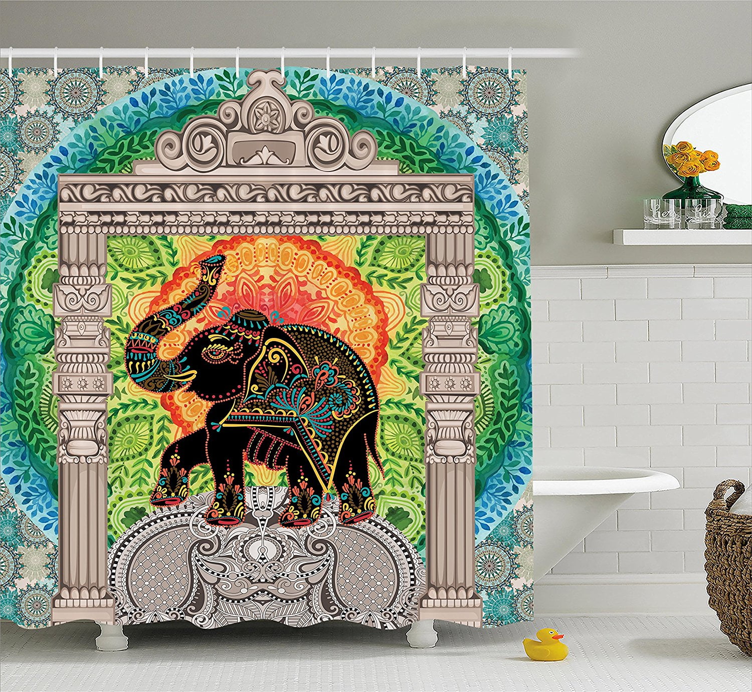 Indian Shower Curtain by , Legendary Deity on Ancient Historical