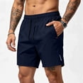 thumbnail image 2 of Hearthz Men's Shorts Quick Dry Elastic Waist Drawstring Running Shorts for Men Summer Beach Vacation Men's Shorts Dark Blue XXXL, 2 of 5