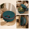 thumbnail image 5 of Christmas Wreath Storage Bag, 60cm Round Holiday Wreath Container with Reinforced Handles, PVC Material Christmas Decoration Storage Bag -Green, 5 of 6