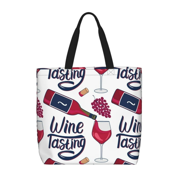 Balery Red Wine Glass Bottle Bolsa de Mano para Mujeres con Cremallera, Bolsa de Gimnasio con Compartimentos, Bolsa para Laptop, Bolsa para Trabajo