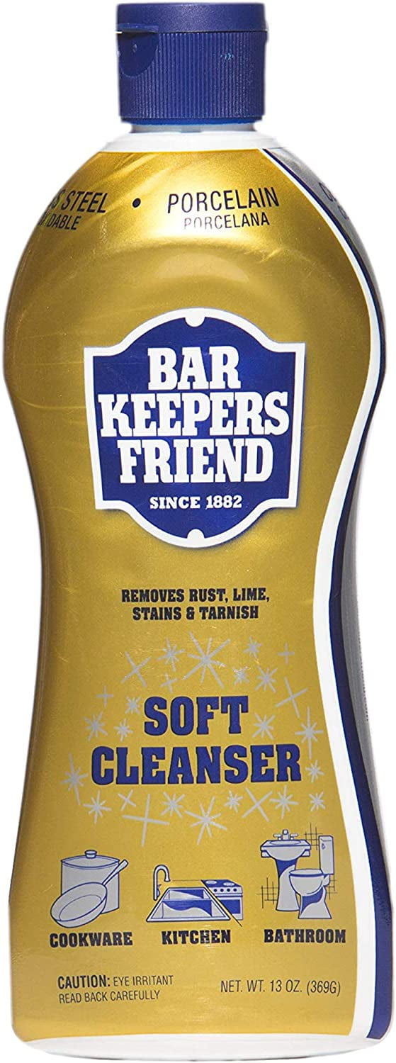 Bar Keepers Friend Soft Cleanser Liquid 13 oz Multipurpose Cleaner & Rust Stain Remover for Stainless Steel Sinks and Countertops, Porcelain and Ceramic Tile, Copper, Brass, and More (1)
