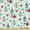 thumbnail image 2 of Cartoon Upholstery Fabric by the Yard, Repetitive Pattern of Castles Hearts Trees Leaves Wonderland, Decorative Fabric for DIY and Home Accents, Sky Blue White and Red by Ambesonne, 2 of 5