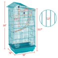 thumbnail image 3 of Renwick 39"H Metal Bird Cage Large Roof Top Huge House for Small Birds, Teal Blue, 3 of 11
