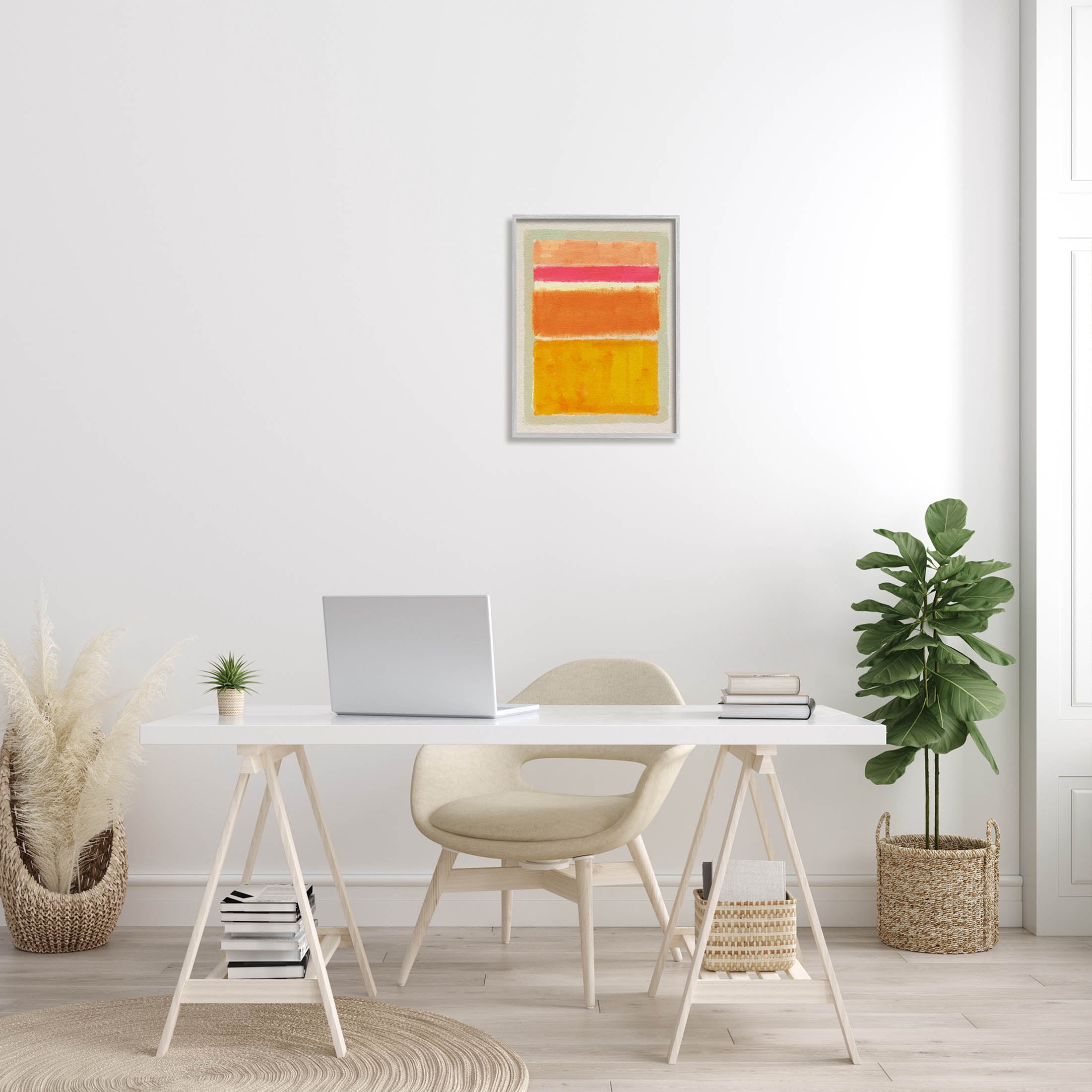 Stupell Industries Varied Orange Stripes Arrangement Painting Gray Framed Art Print Wall Art, Design by Victoria Barnes
