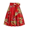 thumbnail image 1 of Aayomet Jupe Femme Rétro Décontractée Mode Imprimé Floral Ceinture Bretelles Jupe (Rouge, TTG), 1 of 5