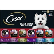 Cesar Steak and Chicken Lovers Wet Dog Food Variety Pack, 3.5 oz Trays (36 Pack)
