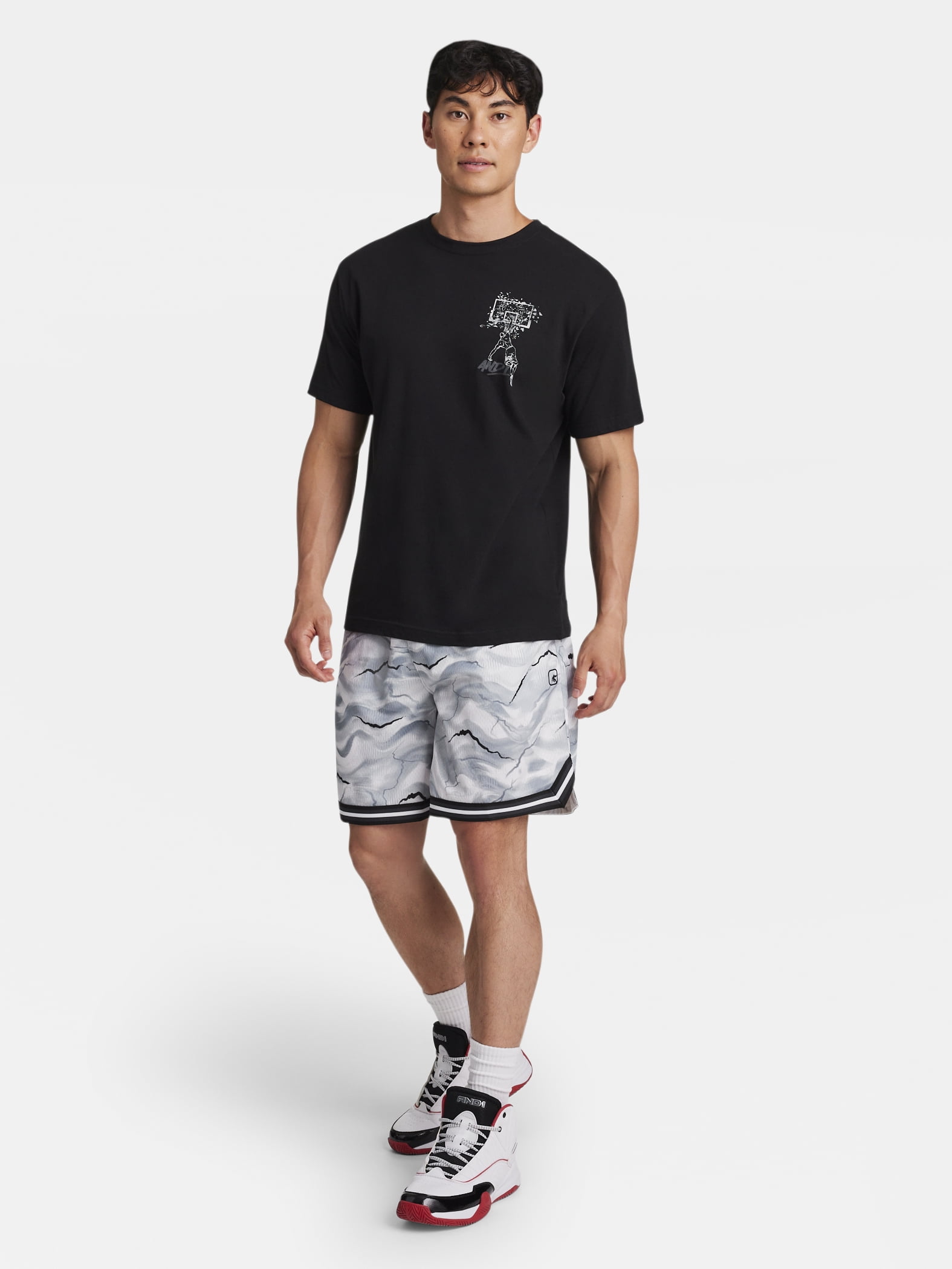 AND1 Men's and Big Men's Challenger Short, 8" inseam, Sizes XS-5XL