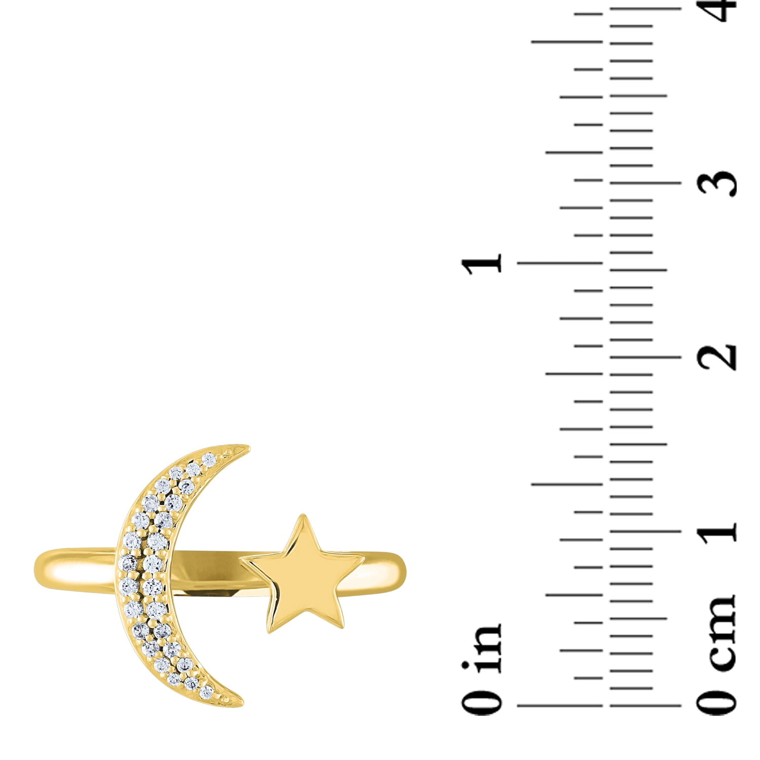 Gemspirations 1/10 cttw Diamond Star and Moon Fashion Ring Sterling Silver 14K Yellow Gold Plated
