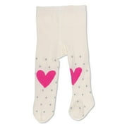 ED Ellen DeGeneres Infant and Toddler Girls Opaque Heart and Dots Design Tights, 1 Pair