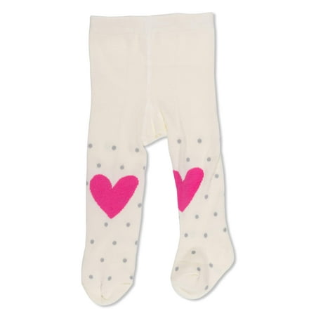 Dkny Control Top Opaque Tights - 1 Pair Opaque Heart and Dots Design Tights (Infant & Toddler)