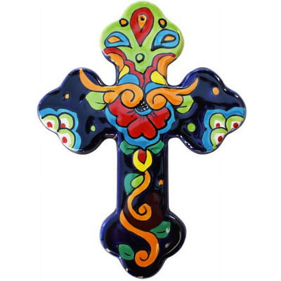 Rainbow Large Talavera Mexican Cross