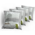 thumbnail image 5 of Ambesonne Winter Throw Pillow Cover 4 Pack, Green Teacup and Window, 20", Apple Green Beige White, 5 of 7