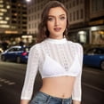 thumbnail image 6 of Women's White Lace Top 3/4 Sleeve Mock Neck Dirndl Blouse Shirt Top for Bavarian Costumes and Festives Celebration, 6 of 8