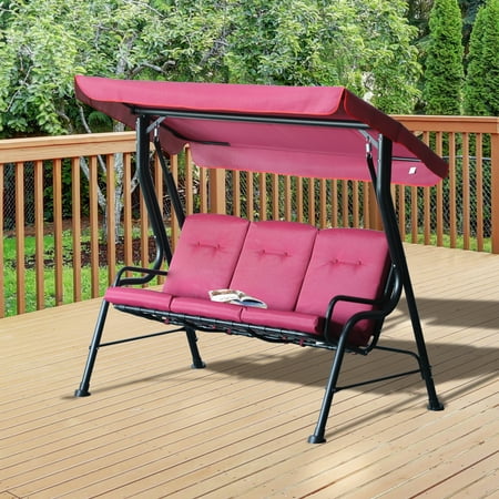 3 Seat Glider Porch Swing With Stand Outdoor Metal Chair Bench Canopy Top Canada 3 Seat Glider Porch Swing With Stand, Outdoor Porch Swings With Stand