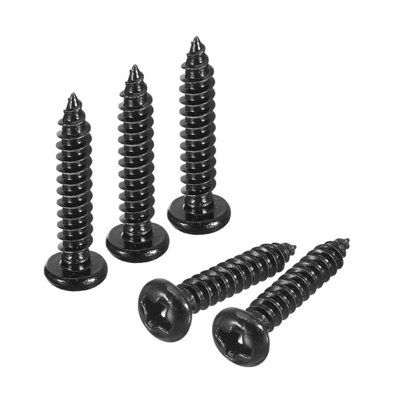 3mm x 16mm Phillips Pan Head Self-tapping Screw, 100pcs - 304 Stainless Steel Round Head Wood Screw (Black)