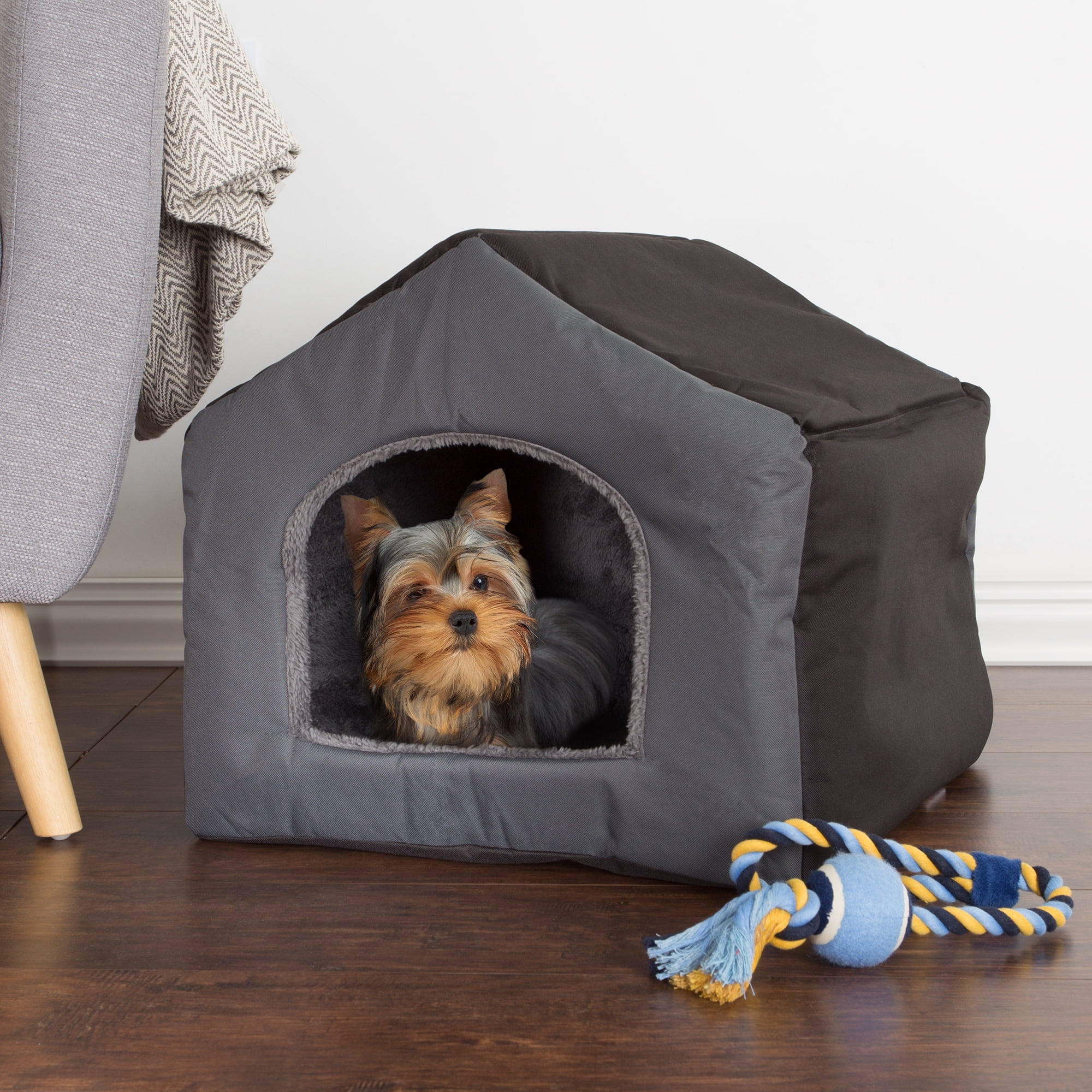 Cozy Cottage House Shaped Pet Bed â Gray 19' x 18.5' x 17'
